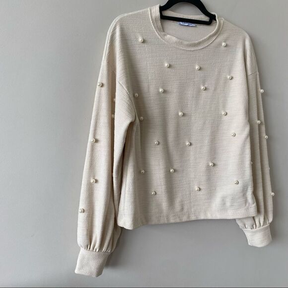 ZARA-PEARL Textured Balloon Sleeve Pullover (Medium) - Picture 5 of 10